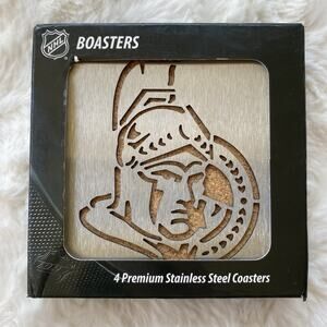 NHL Ottowa Senators Boaster Stainless Steel Coasters Set Of 4 Open Box
